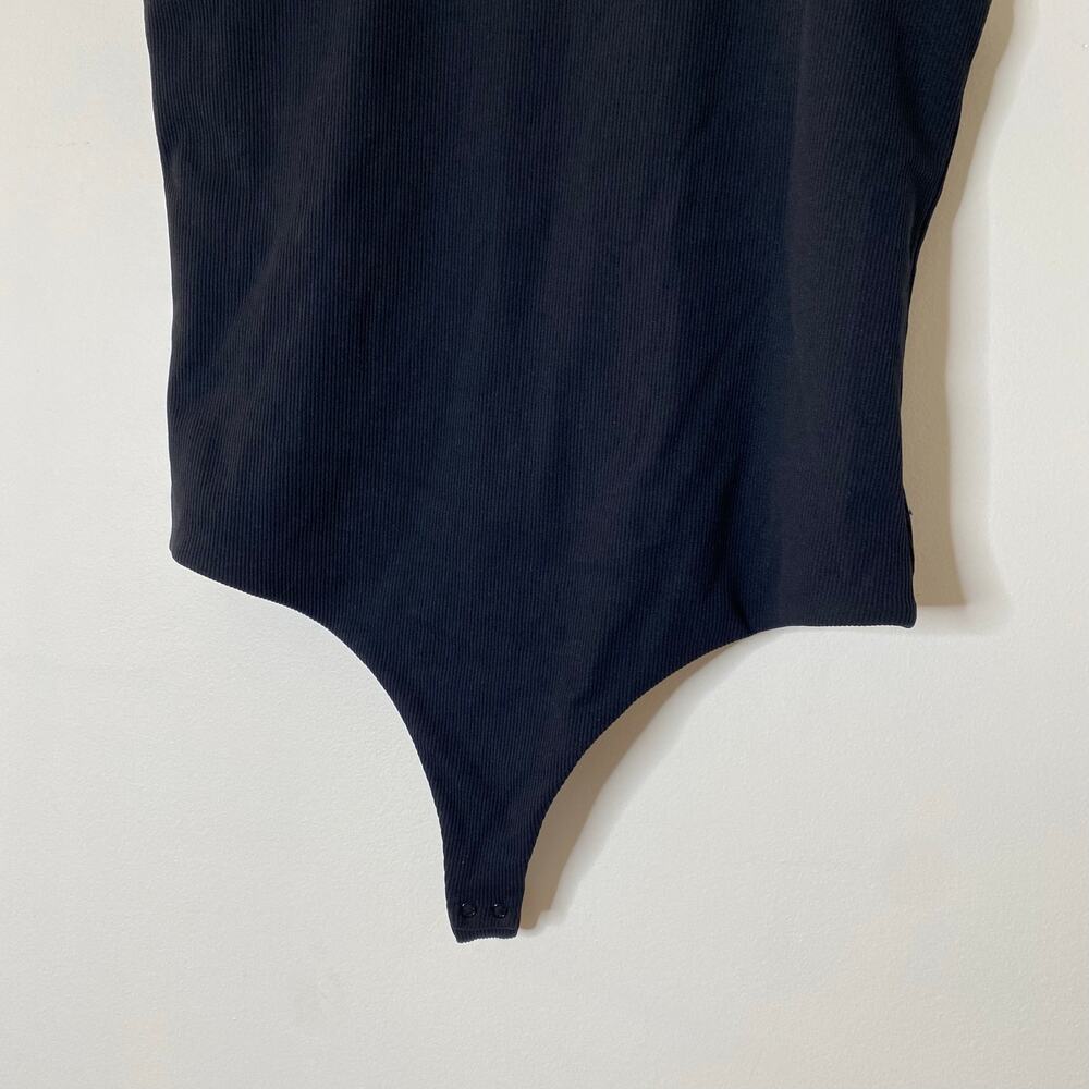 NUUDS Black Ribbed Crew Tank Bodysuit Size XL - Picture 5 of 10